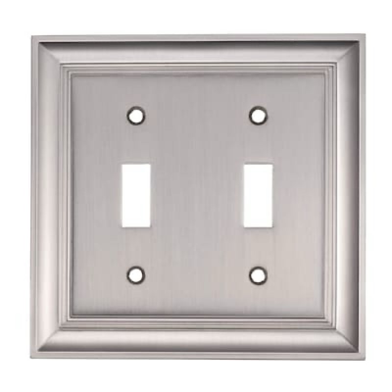 allen + roth cosgrove 2 -gang satin nickel zinc indoor toggle wall plate