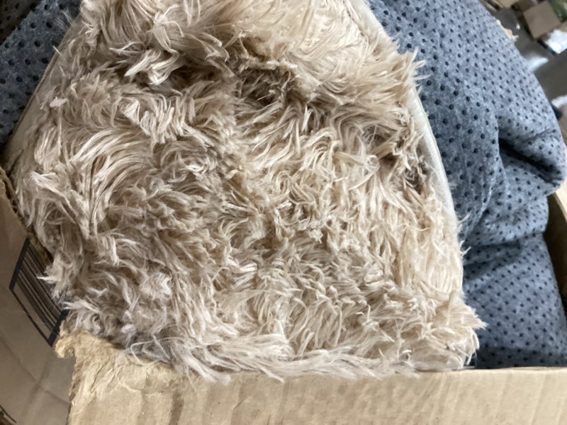 Condition photo showing As Is for olanly area rugs for living room bedroom, machine washable 4x5.9 ft soft fluffy shaggy bedside rug, indoor floor carpet for kids girls and boys, dorms, nursery rooms, home decor aesthetic, taupe 4x5.9 ft taupe