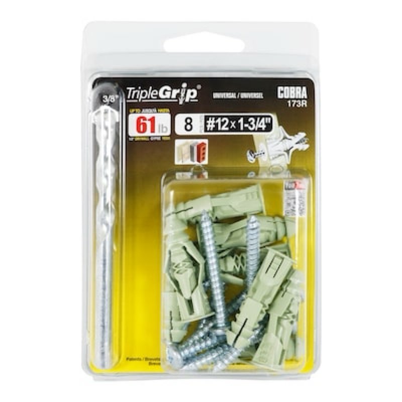 Cobra 61.0-lb 3/8-in x 1-5/8-in Lag Shield Anchors with Screws Included 8.0 -Pack