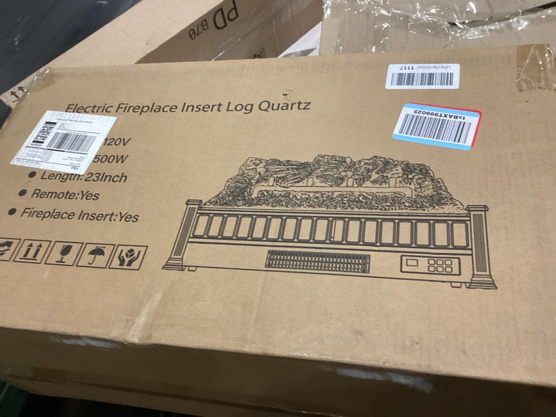 Condition photo showing Good Condition for Electric Fireplace Logs Inserts Heater 23-Inch, Remote Controller Fireplace Heater, Adjustable Flame Colors, Realistic Fake firewood Flame, Overheat Protection, Timer, Thermostat, 1500W Black 23"