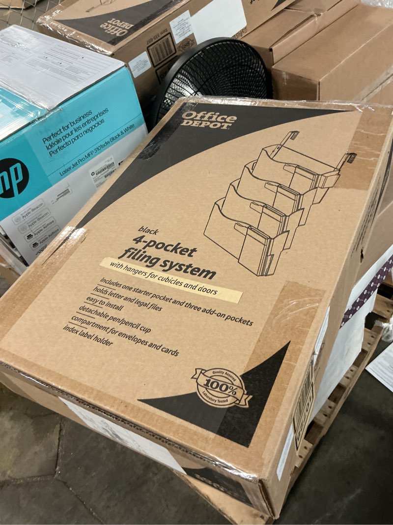 Condition photo showing New/Like New for office depot wall pockets with 4 hangers, letter size/legal size, black, 10728
