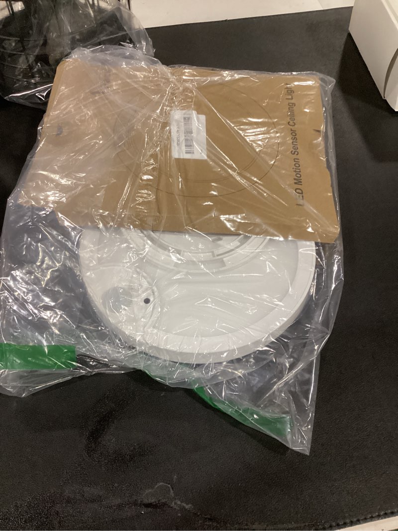 Condition photo showing As Is for Rechargeable Motion Sensor Ceiling Light with Remote, Battery Operated Closet Light No Wiring, Wireless LED Shower Lights, 3 Colors Dimmable Indoor Overhead Lamp for Closet Shower Pantry Shed Hallway 1 Pack-6000mAh 3 CCT