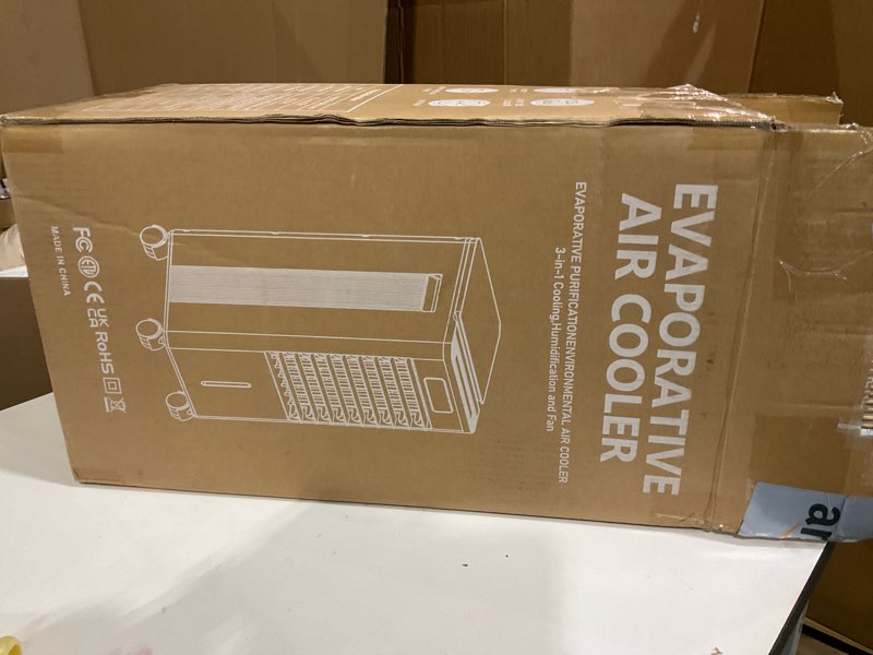 Condition photo showing As Is for windowless portable air conditioners fan, evaporative air cooler w/3 modes & 3 speeds, 12h timer for smart auto-off, 2-gal tank for 20h cooling,16ft remote,no hose needed,46db swamp cooler