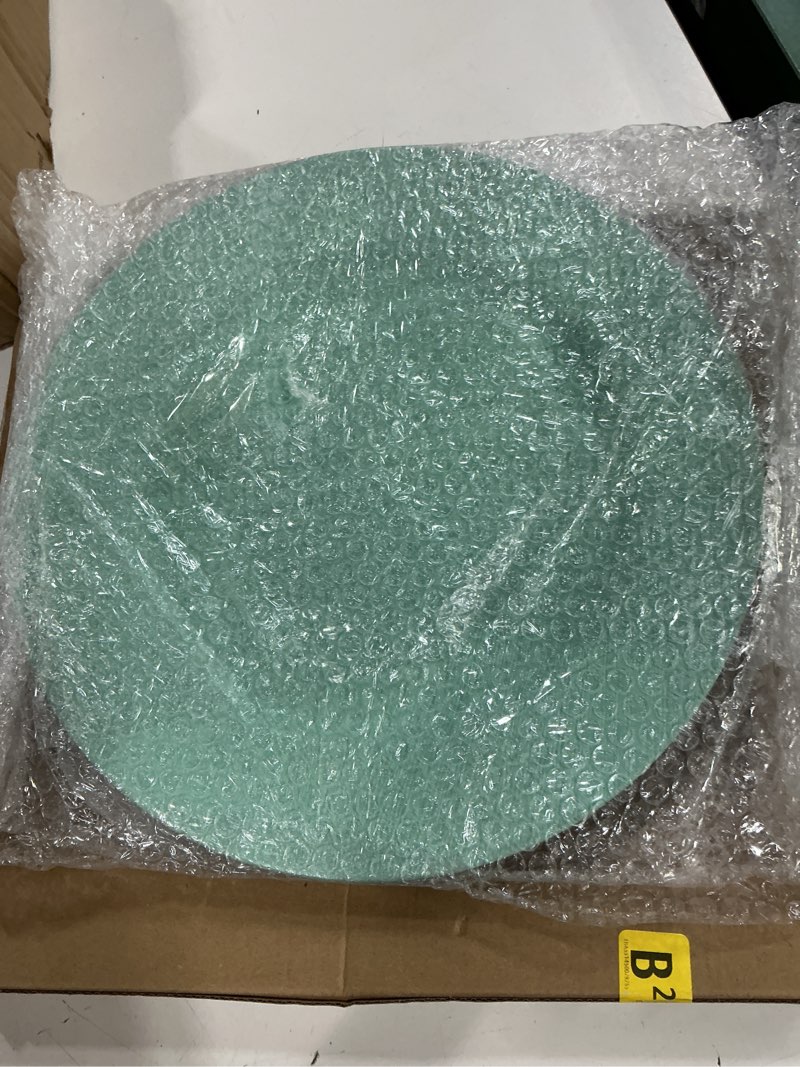 Condition photo showing New/Like New for mifoci 6 pcs green 13" boho faux wood plastic charger plates, faux wood chargers for dinner plates round rustic wedding party service green 6