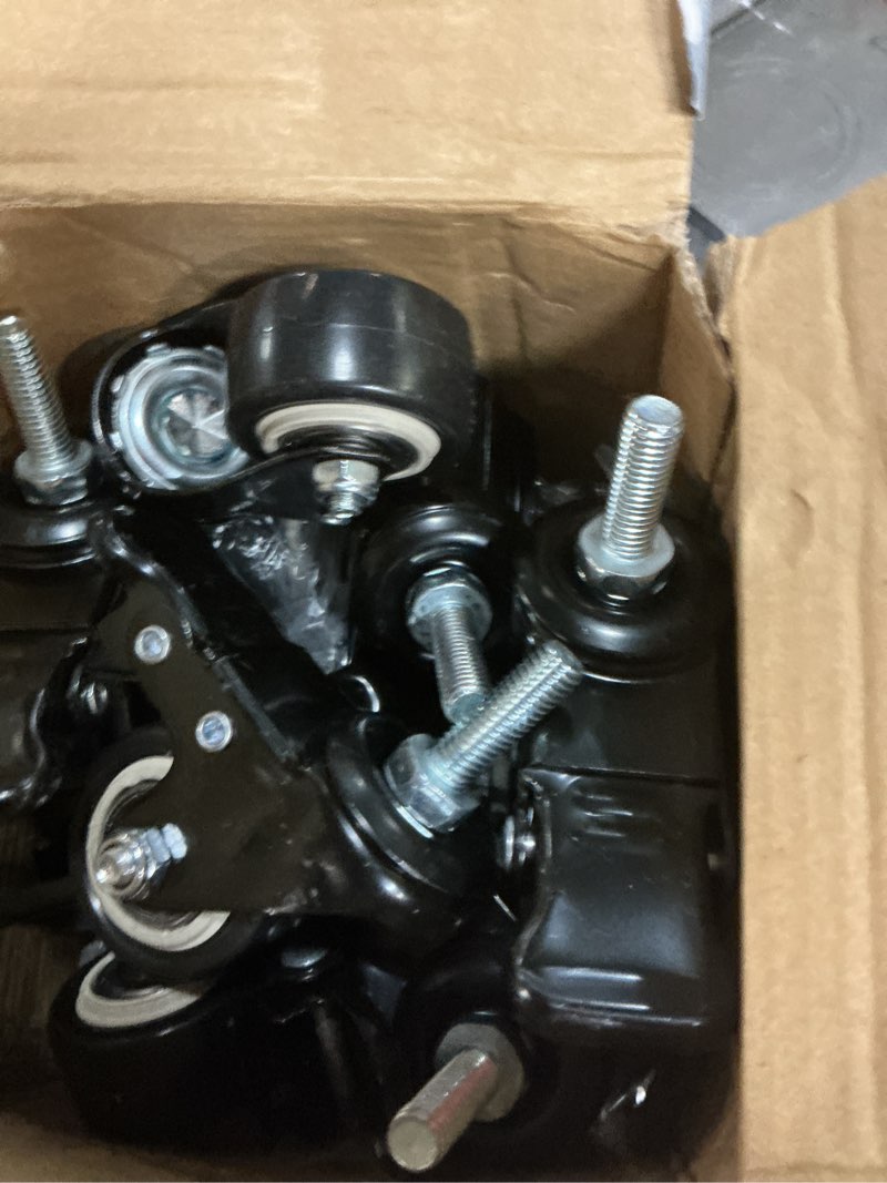 Condition photo showing Good Condition for Set of 12 M8 Caster Wheels 1.5 Inch M8 x 25 mm Swivel Threaded Stem Caster Locking Standing Desk Wheels Heavy Duty 360° Polyurethane with Dual Brake, No Noise, 400 lb for Cart Desk Furniture 12 38 mm x M8 x 25 mm