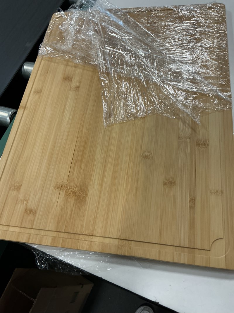 Condition photo showing Good Condition for 3XLarge Cutting Board, 24" Bamboo Cutting Boards for Kitchen with Juice Groove and Handles Kitchen Chopping Board for Meat Cheese board Heavy Duty Serving Tray, 3XL, Empune 24"L x 18"W
