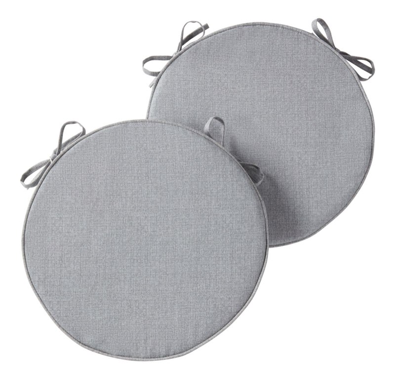 Greendale Home Fashions 18” x 18”  Heather Gray Round Outdoor Chair Pad (Set of 2)