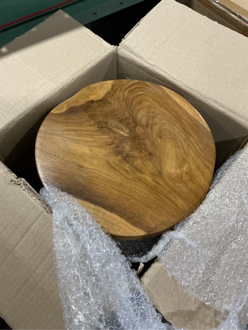 Condition photo showing Good Condition for 11.8" Round Side Table | Stick Leg Teak Stool | Teak Wood Plant Stand | Accent Table for Living Room, Bedroom, Yard, 27.5" Tall