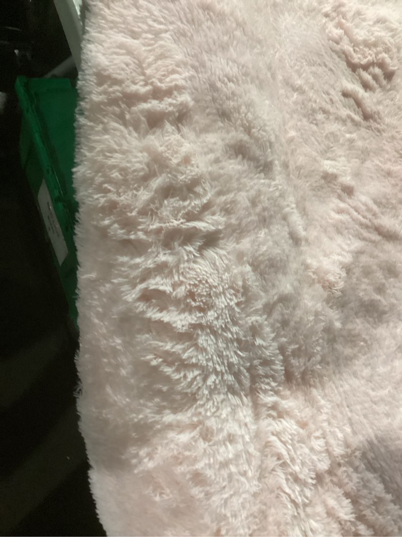 Condition photo showing Good Condition for pink area rugs for bedroom girls, living room decor, fluffy fuzzy shag rug 4x6 for kids room, soft cute indoor floor carpet for baby, teen, nursery, preppy dorm, playroom, plush aesthetic bedside rug 4' x 6' (rectangular) pink