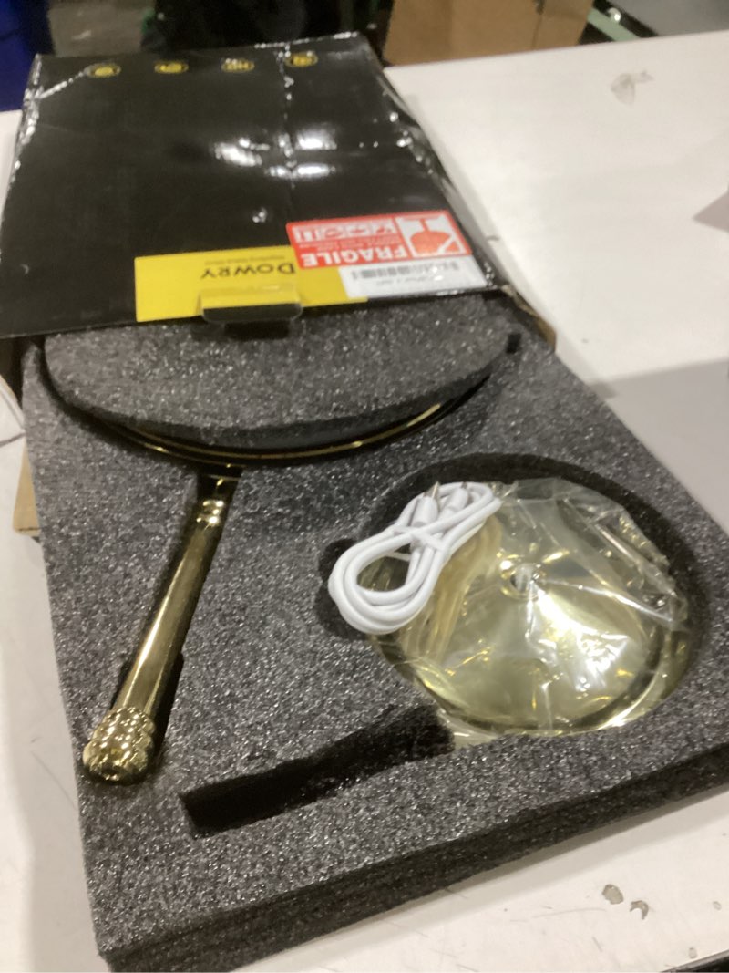 Condition photo showing Good Condition for DOWRY 4000 mAh Rechargeable Lighted Makeup Mirror 10x Magnification Vanity Mirror Tabletop Two-Sided Swivel Gifts for Women Wife Mom Teengirls Gold Finish Rich Gold 10x 15"L x 8"W