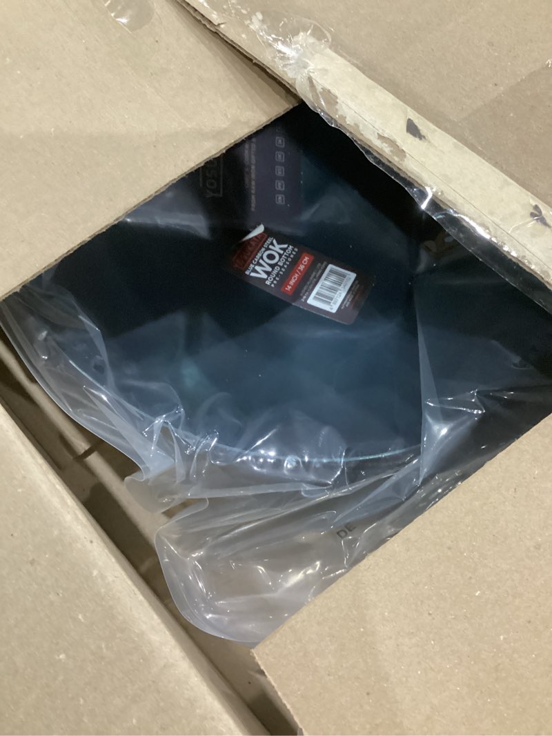 Condition photo showing Good Condition for YOSUKATA 13.5” Blue Carbon Steel Wok Pan – Pre-Seasoned Flat Bottom Wok Compatible with open fire, gas, electric, ceramic, induction cooktops -Traditional Chinese Pan for Stir Fry, BBQ, Grill, Camping
