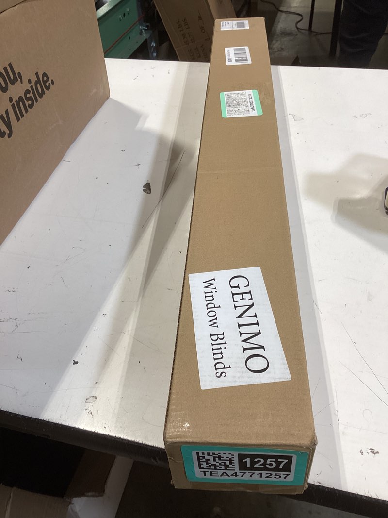 Condition photo showing New/Like New for genimo 100% blackout roller window shades, window blinds cordless with thermal insulated, uv protection fabric, mini french door blinds for home, bedroom, office, linen beige, 30" w x 72" h linen beige (aluminum valance) 30"w x 72"h