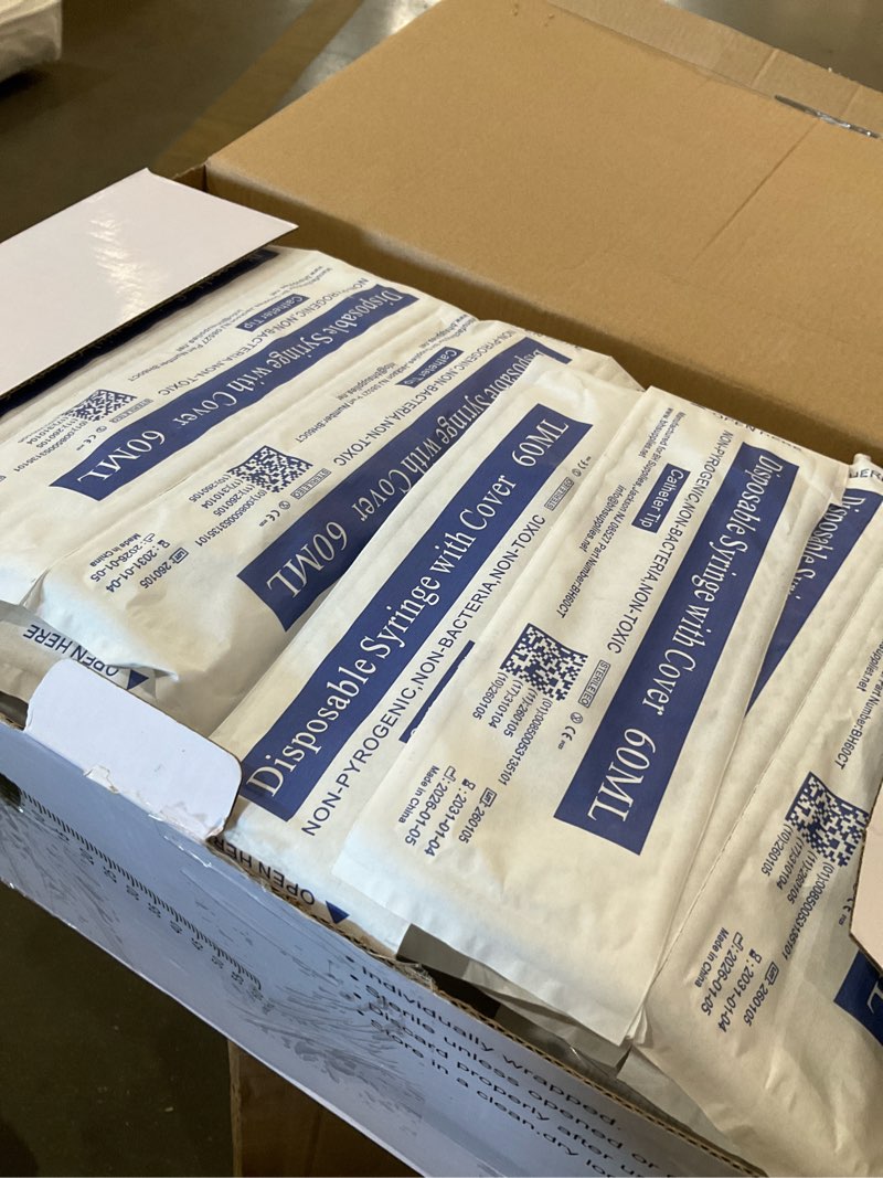 BH Supplies 60mL Syringe Catheter Tip Sterile with Caps - (No Needle) - Sterile, Individually Wrapped - 50 Syringes 60 mL - Catheter Tip-50 50.0