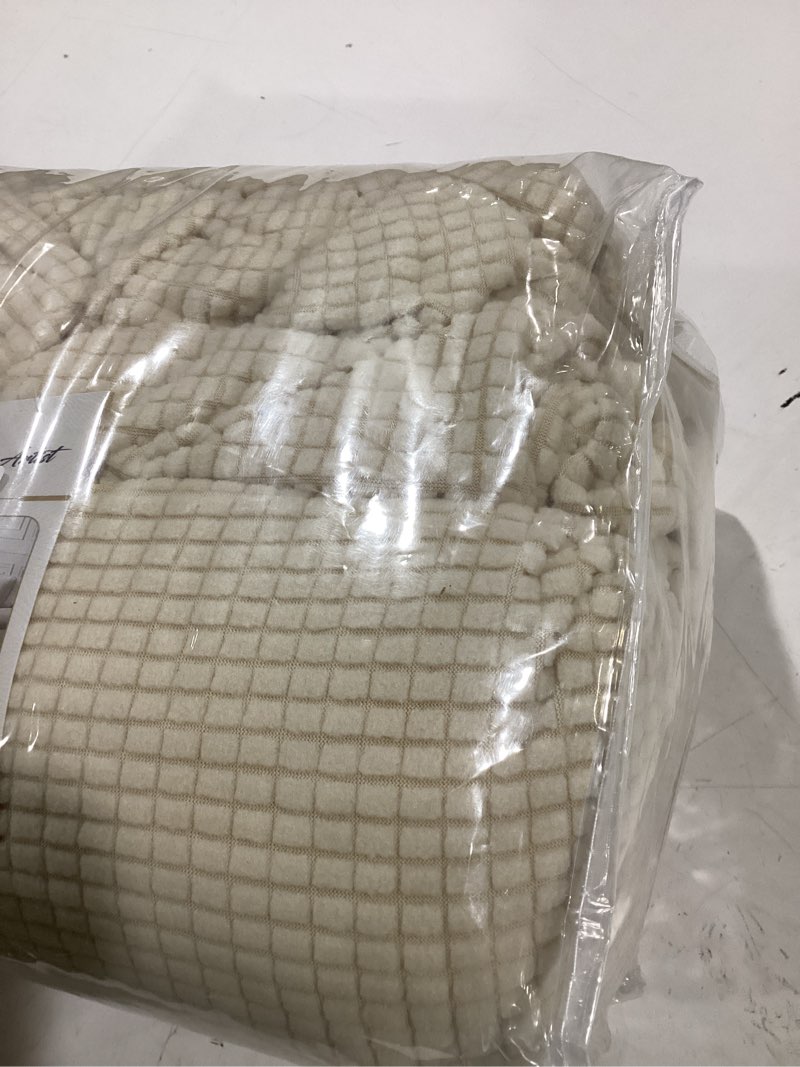 Condition photo showing New/Like New for h.versailtex stretch dining chair covers set of 6 chair covers for dining room parsons chair slipcover chair protectors covers dining, feature textured checked jacquard fabric, natural 6 pack natural