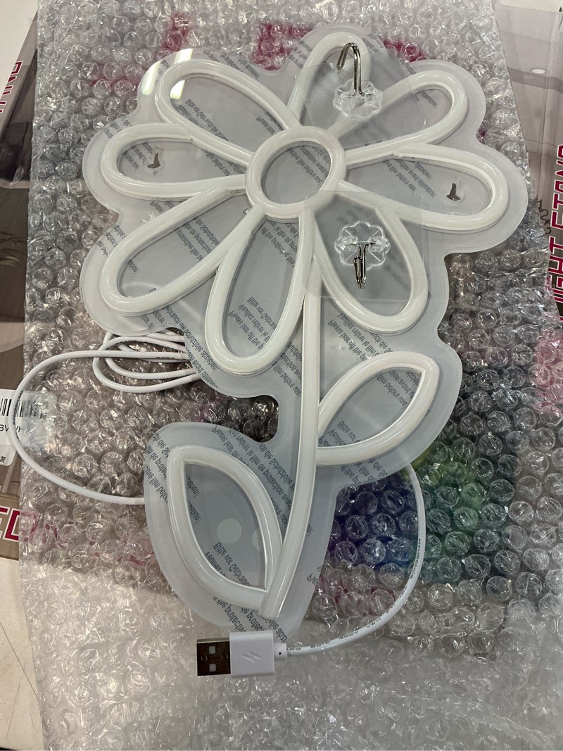 Condition photo showing Good Condition for ineonlife daisy flower neon sign white gold led neon lights boho decor for bedroom wall decor led sign light up for room decor party bedroom classroom wall hanging decoration gifts