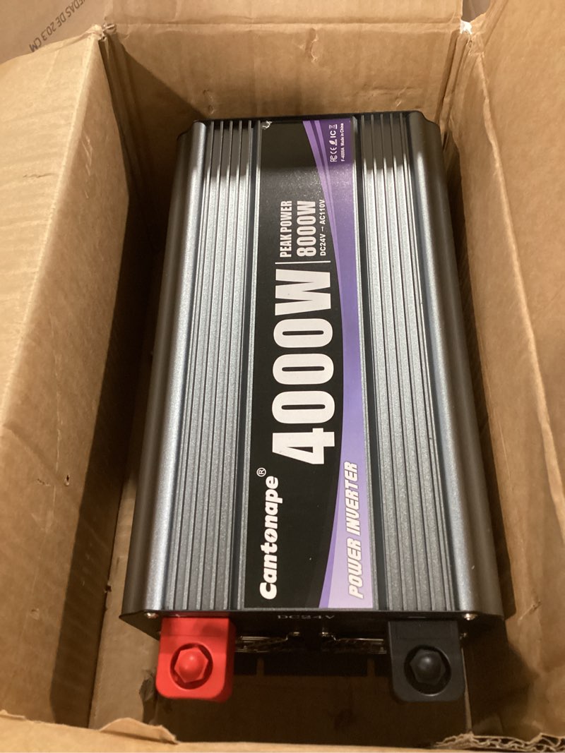 Condition photo showing Good Condition for cantonape 4000 watt power inverter, car inverter 24v dc to 110v/120v ac converter with lcd display, 4 ac outlets, usb port & remote controller for rv, truck, off-grid solar system 4000w-24v