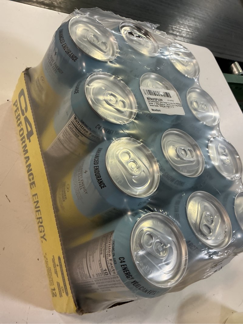 Condition photo showing New/Like New for (bbd :07/2026 ))c4 carbonated zero sugar energy pre workout drink + beta alanine, (new) sparkling arctic snow cone, 16 fl oz, pack of 12 arctic snow cone 16 fl oz (pack of 12)