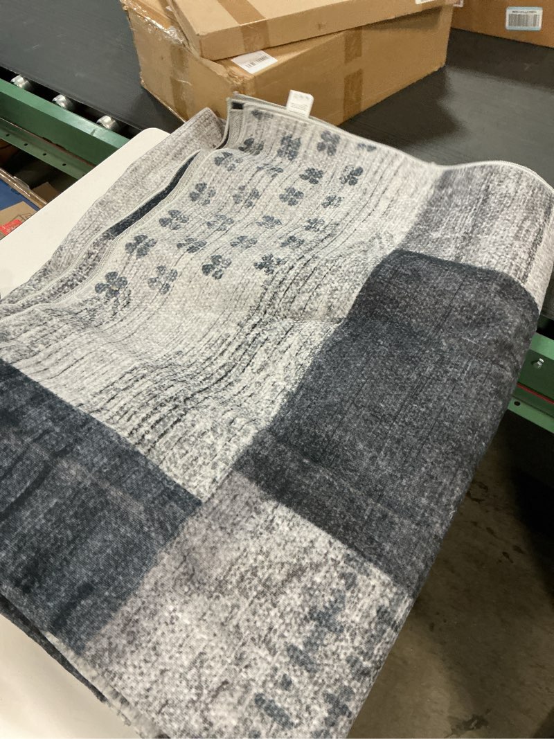 Condition photo showing As Is for Similar Style L'Baiet Verena Geometric Area Rug Blue Grey 5' x 7' Medium Area Rugs Carpet for Living Room, Bedroom, Dining Table, Office, Hallway, Foyer | Neutral Colorful Modern Abstract Home Decor