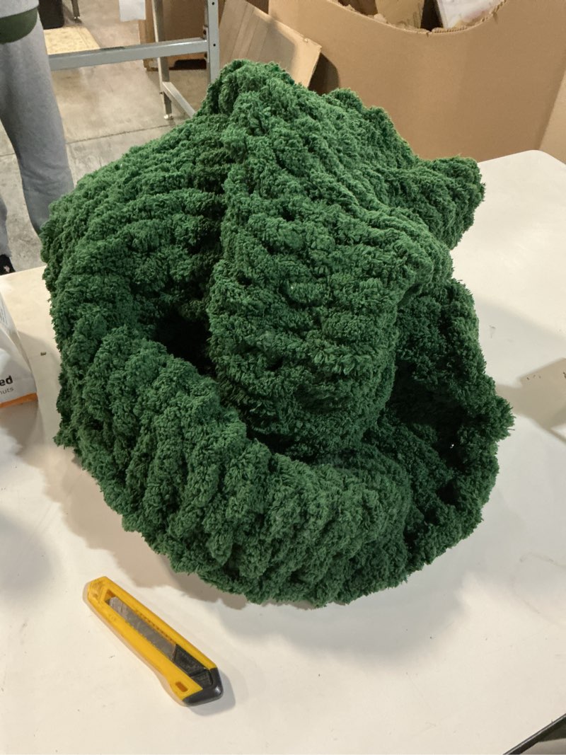 Condition photo showing As Is for NEWCOSPLAY Super Soft Throw Blanket Green Premium Silky Flannel Fleece 3D Waffle Checkered Lightweight Bed Blanket All Season Use (Dark Green, Throw(50"x70")) Dark Green Throw(50"x70")