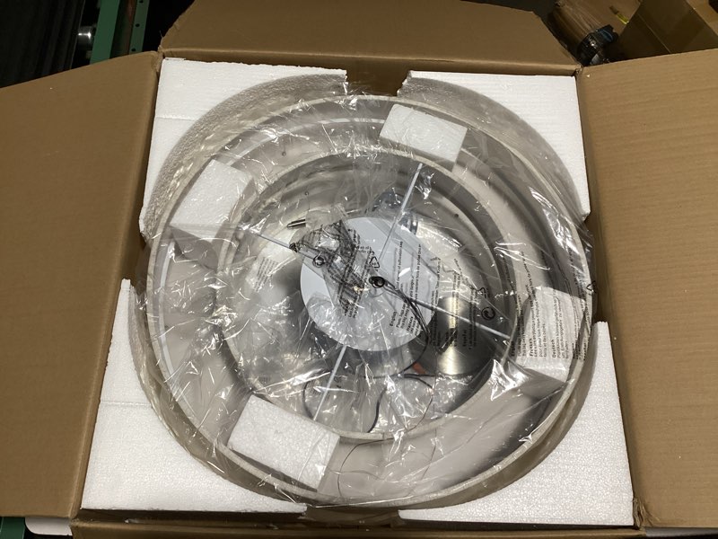 Condition photo showing Good Condition for Livex Lighting Fabric Shade 52138-91 Meridian 5 Light Brushed Nickel Pendant