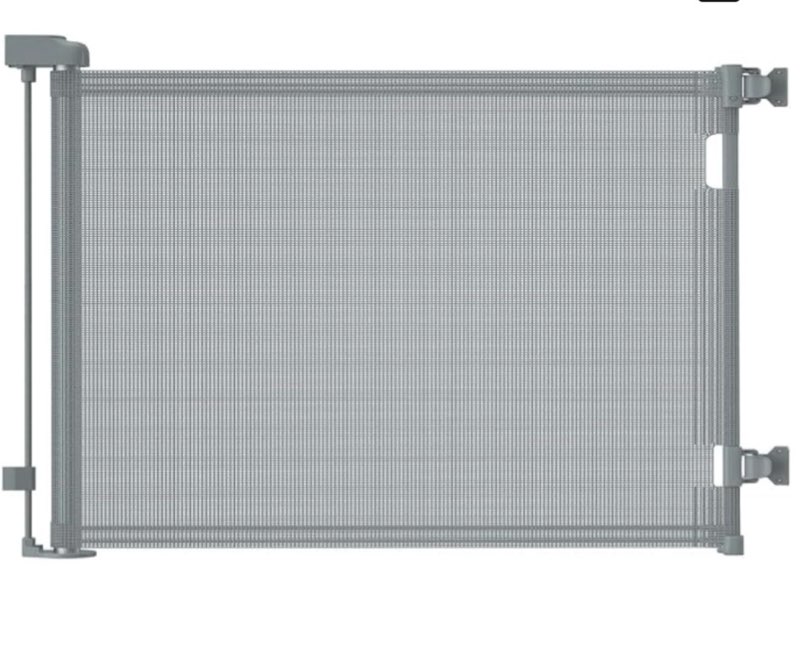  retractable baby gates, mesh dog gate for doorways, 33.6" tall, expands to 55" wide,pet safety essential fit for baseboards, wide toddlers gates for hallways, indoor & outdoor,gray