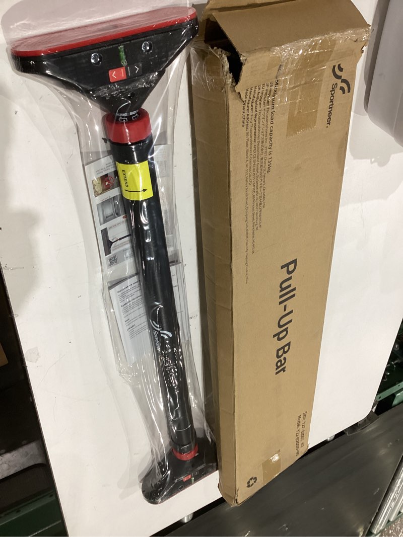 Condition photo showing New/Like New for pull up bar for doorway: sportneer strength training pull-up bars without screw - adjustable width locking mechanism chin up bar, thickened steel max limit 440 lbs upper body fitness pullup bars for home (black-red)
