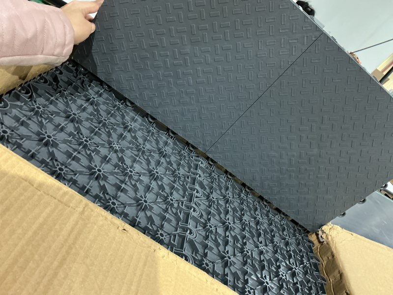 Condition photo showing Good Condition for garage floor tiles interlocking garage flooring tiles pack of 48 antislip oil and stain resistant for garages shop floors basements 40000 lbs load capacity (gray, 12 inch x 12 inch, non drain tiles) gray 12 inch x 12 inch non drain tiles