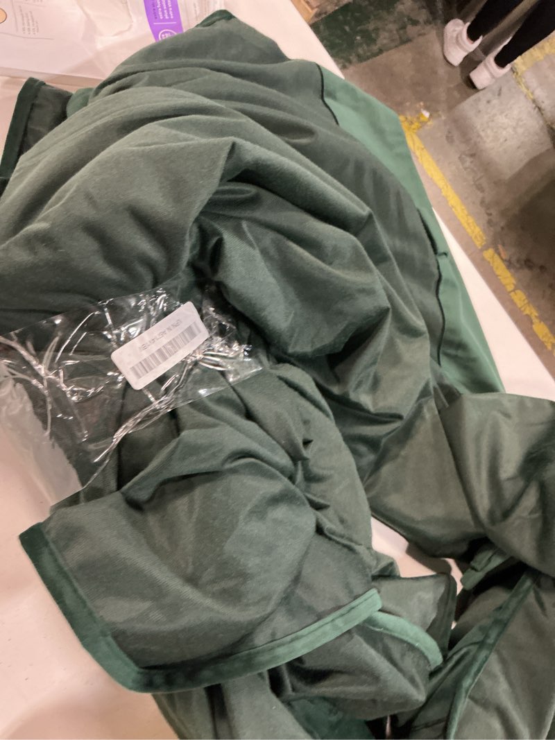 Condition photo showing As Is for MIULEE Velvet Curtains 84 inches - Luxury Blackout Curtains for Bedroom Living Room Thermal Insulated Super Soft Window Drapes Back Tab, Christmas Hunter Green Forest Green W52 x L84 inches, 2 Panels 52"W x 84"L (Pack of 2) Hunter Green