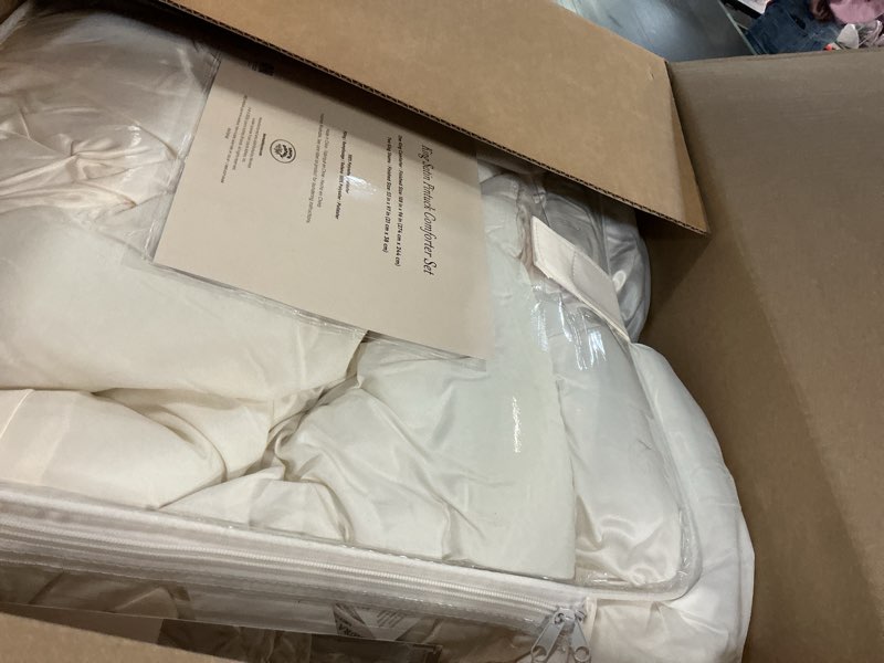 Condition photo showing As Is for laura ashley - king comforter set, satin microfiber bedding with shams, soft and silky, lightweight 