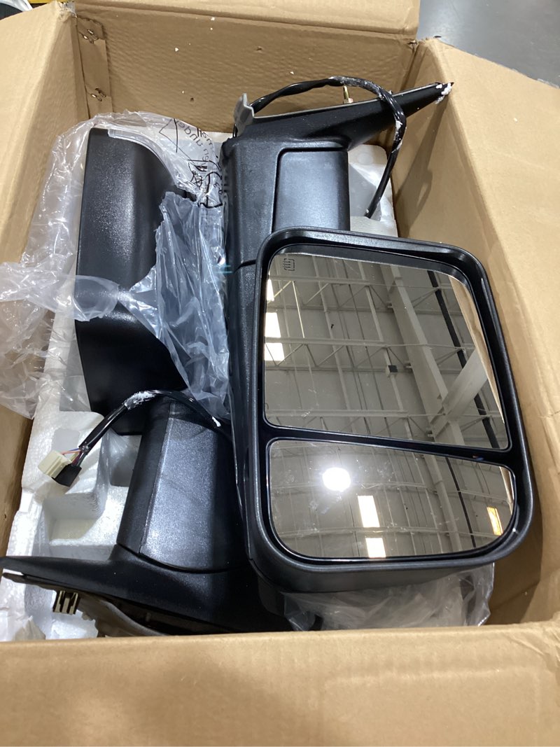 Condition photo showing As Is for ocpty pickup towing mirrors pair replacement for chevy for gmc 2008-2013 2007-2014 black housing chevy/gmc