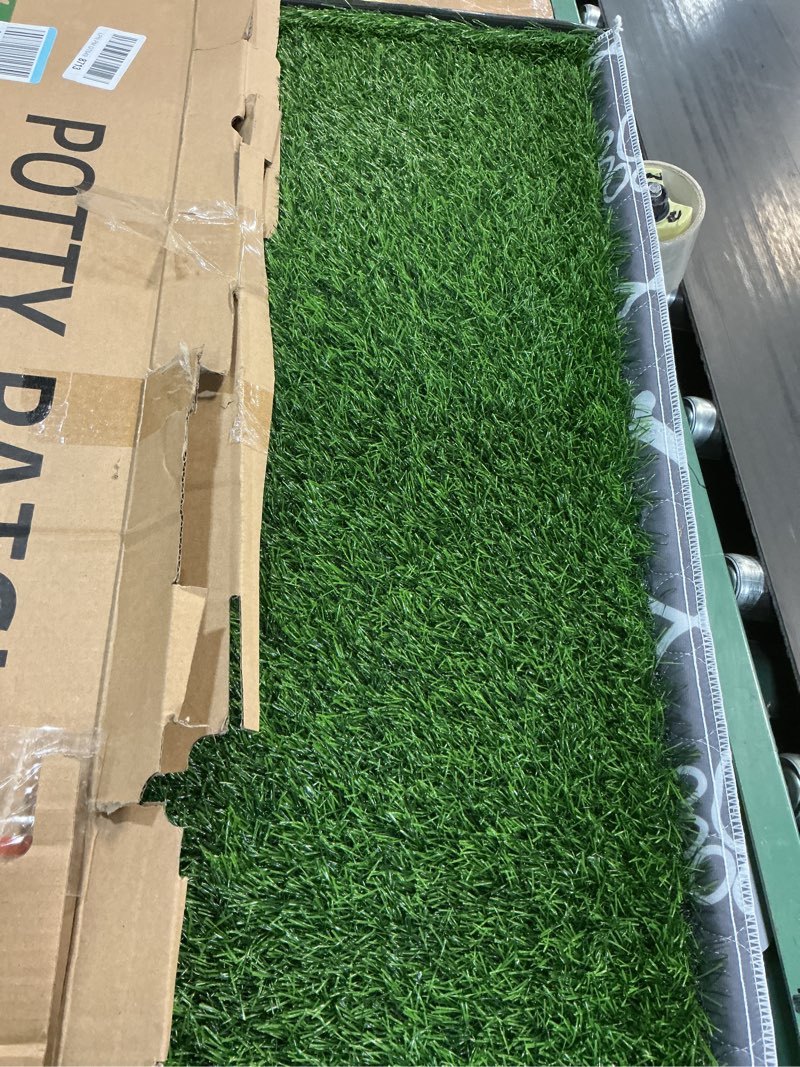 Condition photo showing Good Condition for loobani large dog grass pad with tray - 35x23in dog litter box with 2 artificial grass patch + 2 washable pee pads - quickly absorbency indoor outdoor potty for patio balcony apartment use 35"×23" (5-layer potty system)