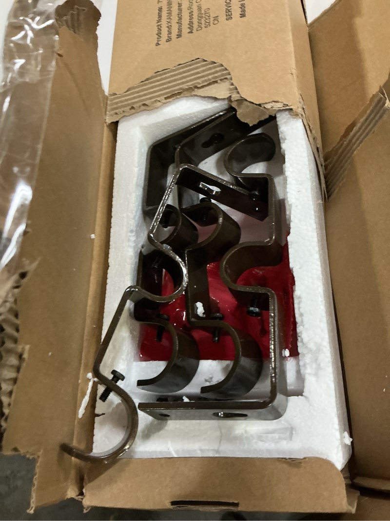 Condition photo showing New/Like New for KAMANINA Bronze Double Curtain Rod 72 to 144 Inches (6-12ft), 1 Inch Telescoping Curtain Rods for Windows, Long Dual Curtain Rods with Marbled Finials Antique Bronze 72-144"