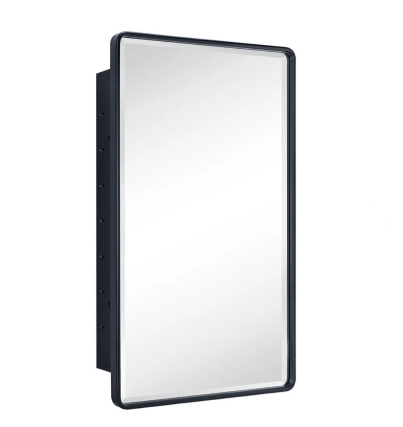 Farmhouse Recessed Metal Bathroom Medicine Cabinets with Mirror with Adjustable Tempered Glass Shelves (30” x 20”)