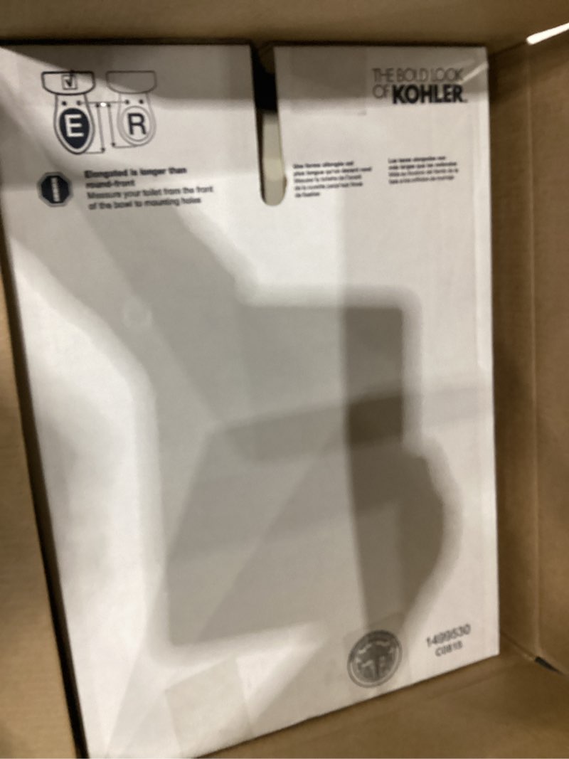 Condition photo showing As Is for kohler french curve ready latch quiet-close elongated toilet seat contemporary almond elongated