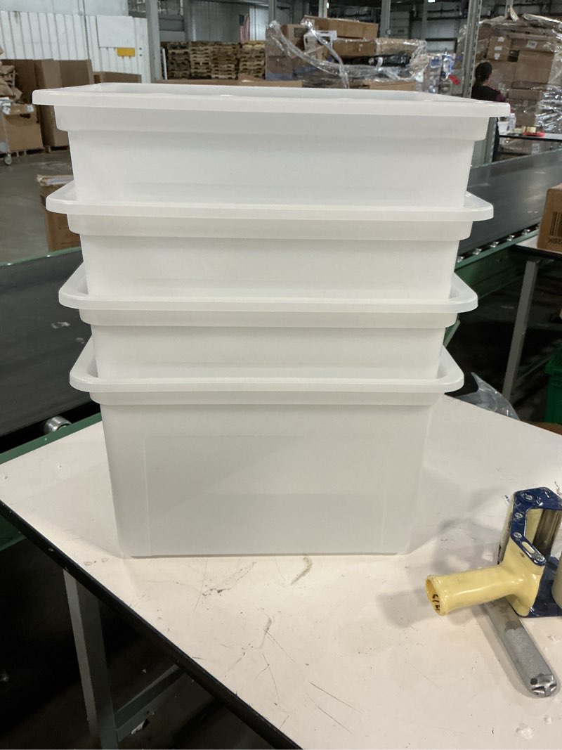 Condition photo showing Good Condition for IRIS USA File Box, Plastic File Organizer with Lids for Letter/Legal File, Portable Document Box For Moving, Storage Bin with Durable and Secure Lid, Stackable Nestable BPA-Free, Pearl 35 Qt. 4 Pack Pearl - 4 Pack
