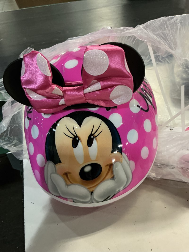 Condition photo showing Good Condition for disney minnie mouse 3d minnie me toddler bike helmet by bell one size