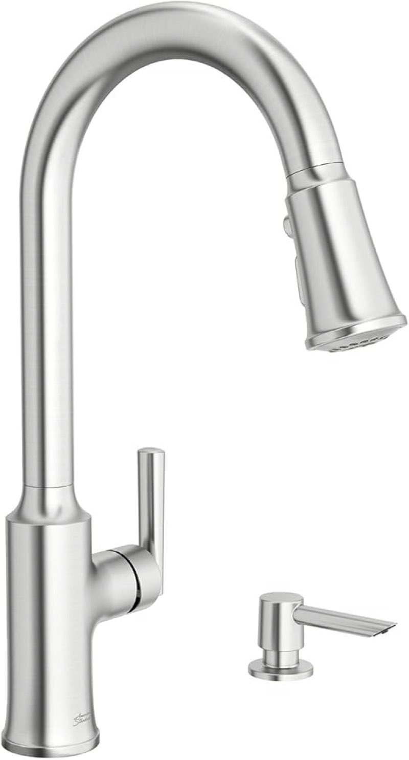 American Standard 7421300.075 Raviv Pull-Down Kitchen Faucet with Sprayer and Soap Dispenser Stainle