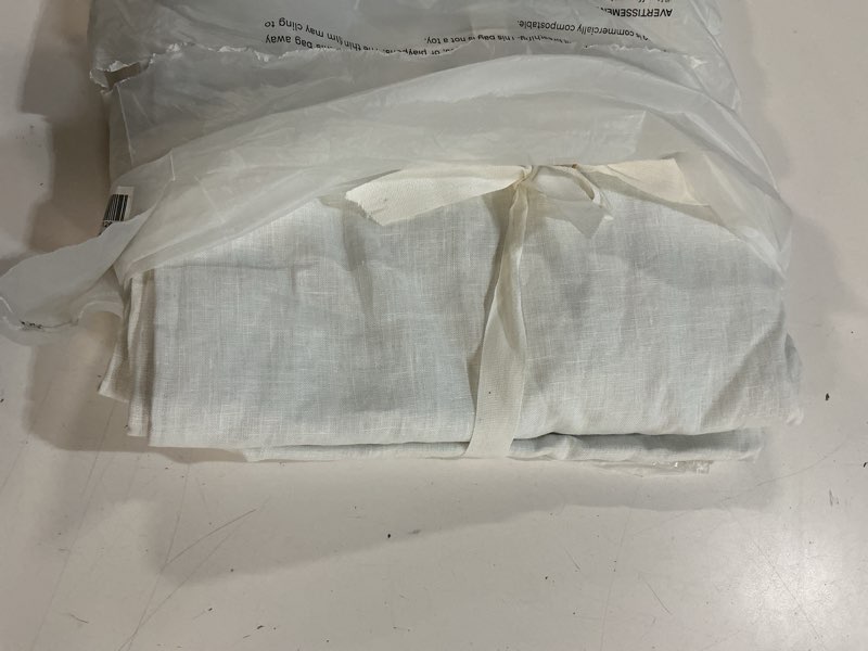 Condition photo showing Good Condition for quince european linen true blackout curtain, single panel 48x96, white