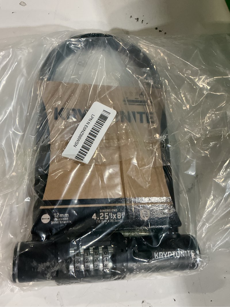 Condition photo showing New/Like New for kryptonite combo bike u-lock standard, anti-theft security bicycle lock, 12mm steel shackle, 4-digit resettable combination u lock for scooter road mountain bikes 4" x 8" bike u-lock