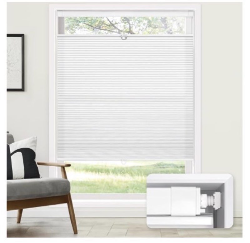 LazBlinds Top Down Bottom Up (TDBU) Cordless Cellular Shades, Light Filtering Honeycomb Shades Pleated Blinds for Window Size 26" W x 64" H, White