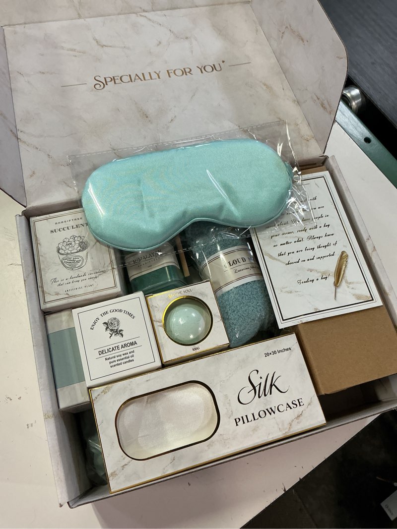 Condition photo showing New/Like New for ahagiftree mother's day birthday gifts get well soon gift baskets for women,12pc get well gifts for women after surgery,care package,grief,sympathy gifts,condolences gift basket (cerulean)