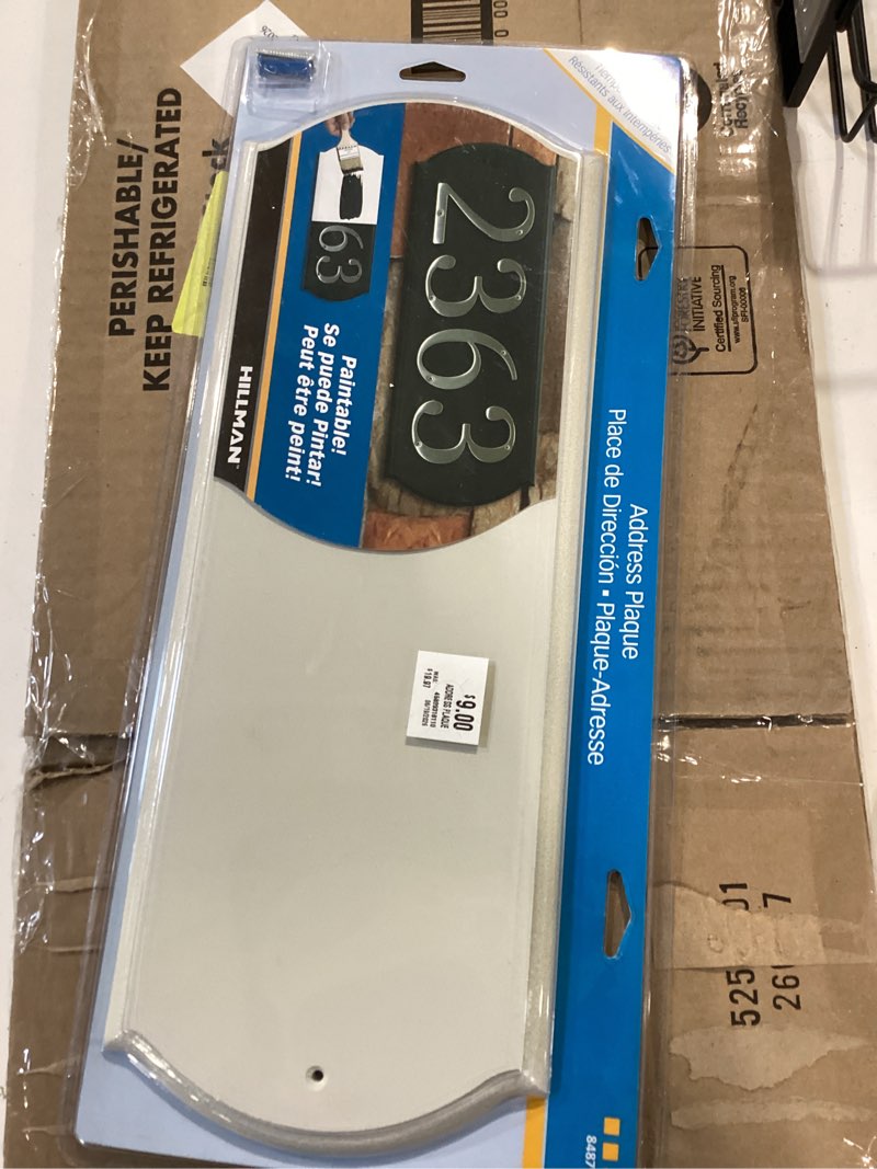 Condition photo showing New/Like New for hillman white plastic paintable address plate