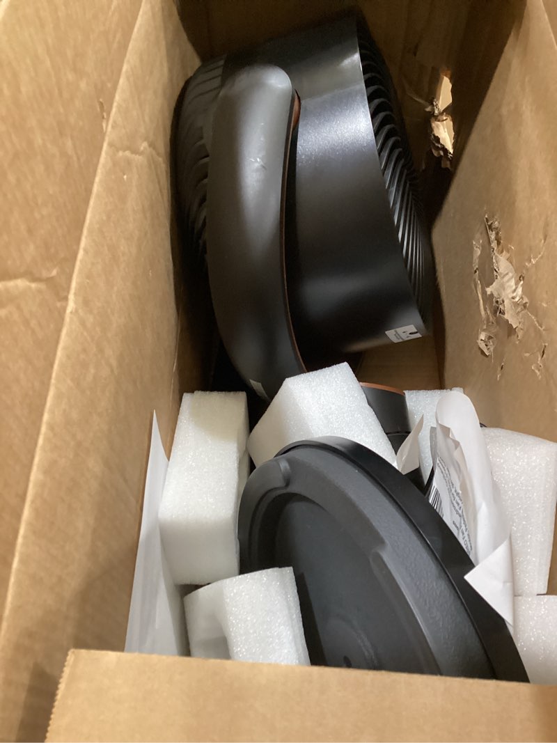 Condition photo showing As Is for dreo smart fan for bedroom, position-based oscillation, 150°+120° 3d oscillating fan, 110ft pedestal fans with wi-fi/voice/remote, standing fans work with alexa/google, 9 speeds, 6 modes, starlight