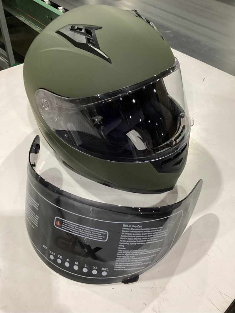 Condition photo showing New/Like New for glx gx11 compact motorcycle helmet - camo, x-large - full face w/ tinted visor, dot approved camo x-large