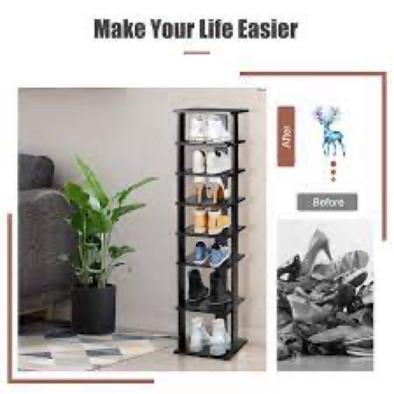 6 Tiers Vertical Shoe Rack, Corner Shoe Storage Organizer, Narrow Shoe Tower for 6 Pairs, Space Savi