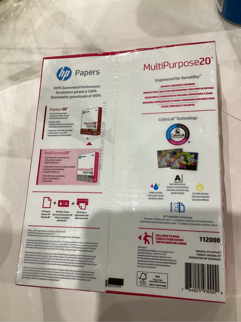 Condition photo showing New/Like New for HP 112000 8-1/2" X 11" Multipurpose Copy Laser & Inkjet Paper