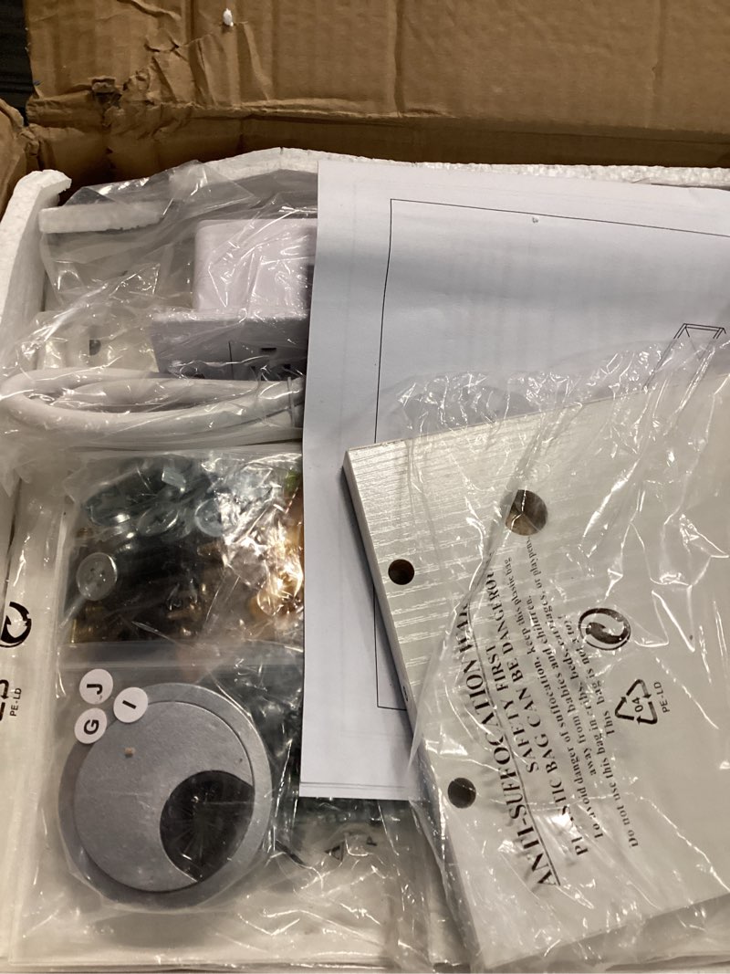 Condition photo showing Good Condition for IBUYKE Floating TV Stand Wall Mounted with Power Outlet,Modern Wood Wall Mounted Media Console Shelf,Floating Entertainment Center for Under TV Storage for Living Room Bedroom Office,White WST001W Wood White