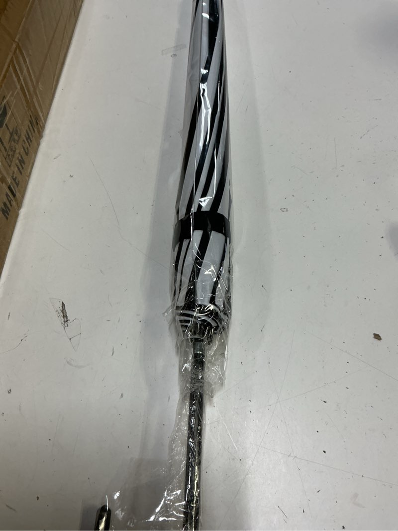 Condition photo showing New/Like New for large eco auto-open 24 rib stick umbrella with a classic j hook curved handle and water repellant