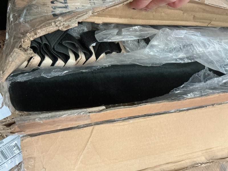 Condition photo showing As Is for Novilla Full Bed Frame Upholstered Platform Full Size Bed Frame with Adjustable Headboard, Strong Weight Capacity, No Box Spring Needed, Easy Assembly, Black