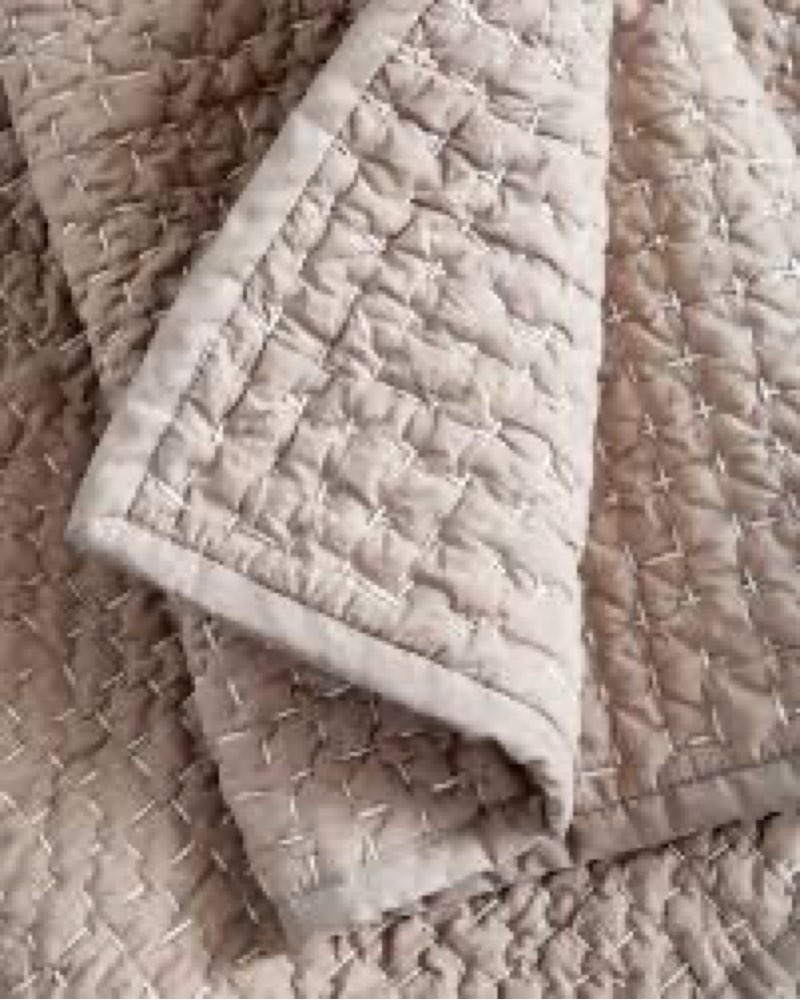 dnu | organic cotton hand stitched quilt set, stone, king/cal king